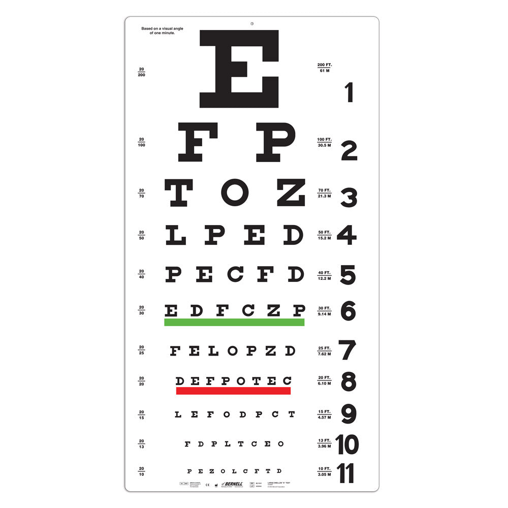 20ft Snellen E Chart | Distance Vision Test Chart