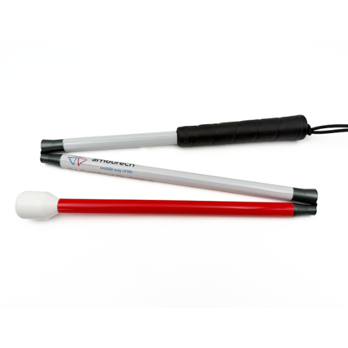 Ambutech White Folding Cane with Marshmellow Tip