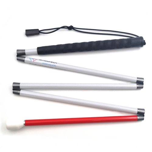 Ambutech White Folding Cane with Marshmellow Tip-Adult Sizes