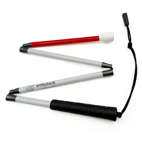 Ambutech White Folding Cane with Marshmellow Tip