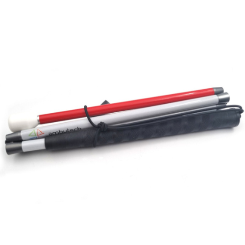 Ambutech White Folding Cane with Marshmellow Tip Folded