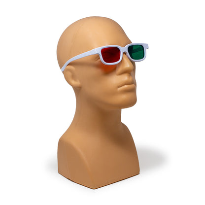 Mannequin head wearing Bernell Blanco Goggles Red/Green Lenses