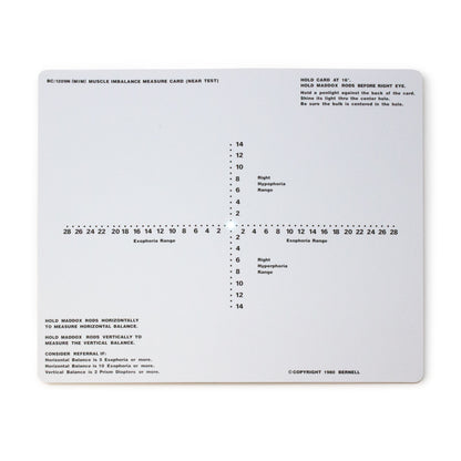 Muscle imbalance measure card with text and measurement scale on a white background