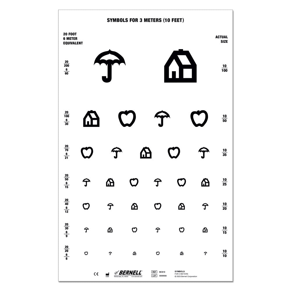 Sheet with black symbols and measurements for 3 meters on a white background