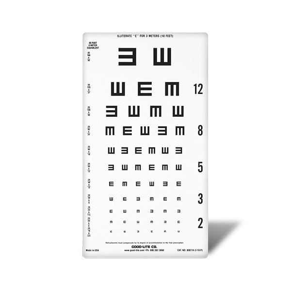 Chart Distance ESV1018 - Tumbling E Wide-spaced Distance 10ft-3m