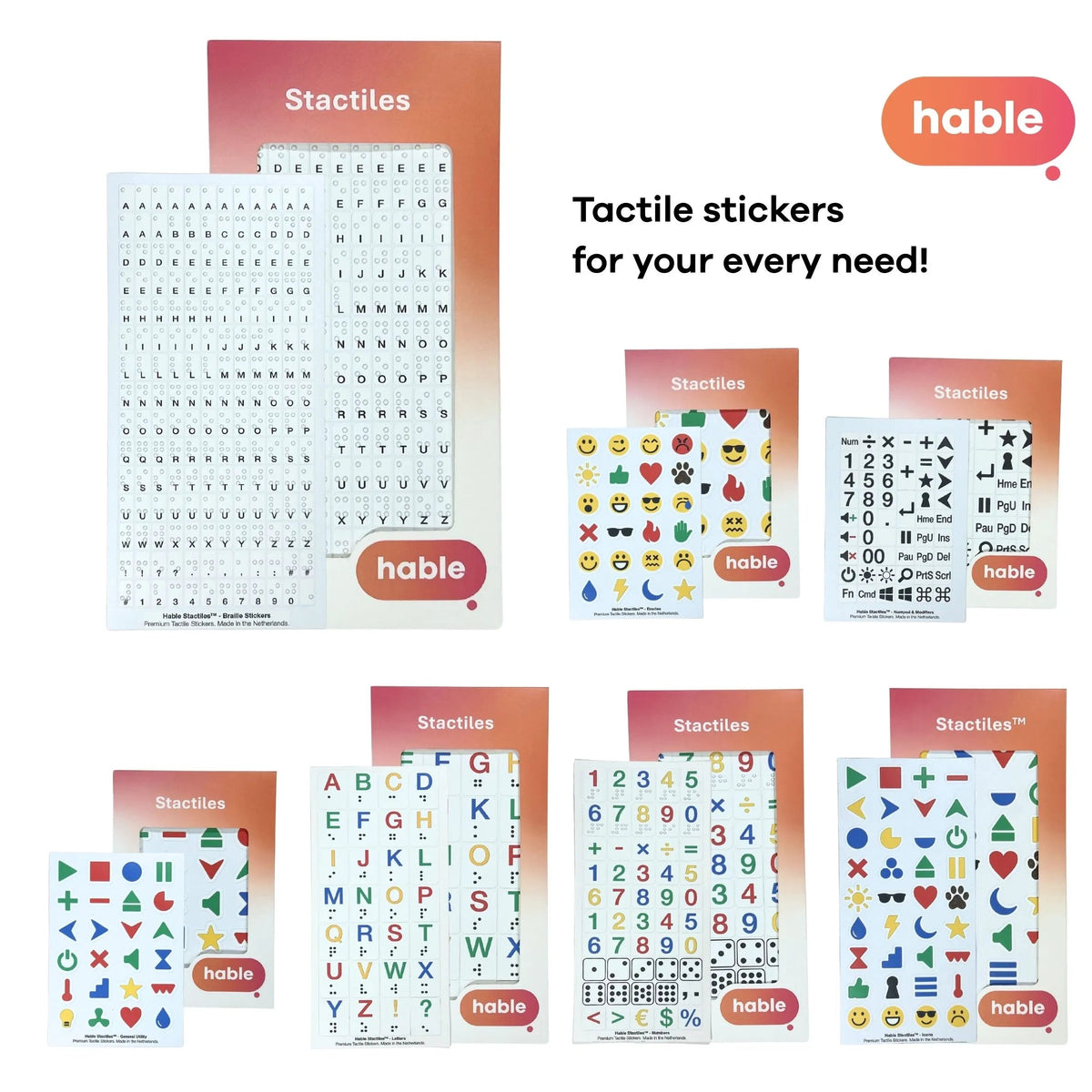 Hable range of Stactiles Tactile Stickers