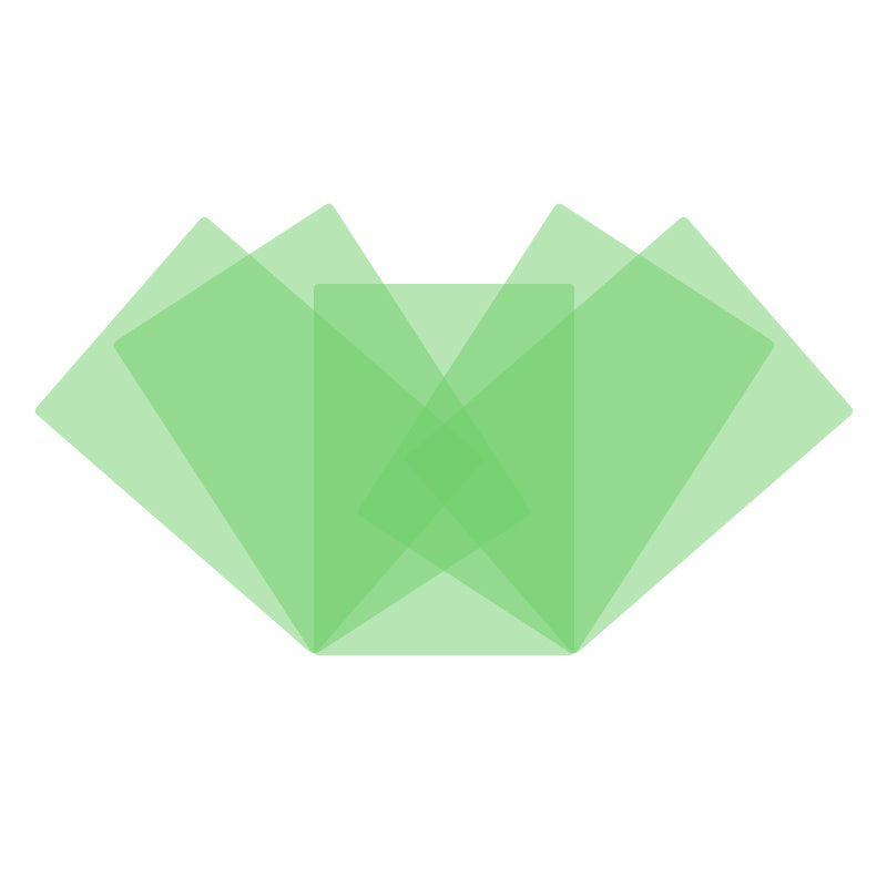Overlapping translucent leaf-coloured A4-sized overlays on a solid white background.