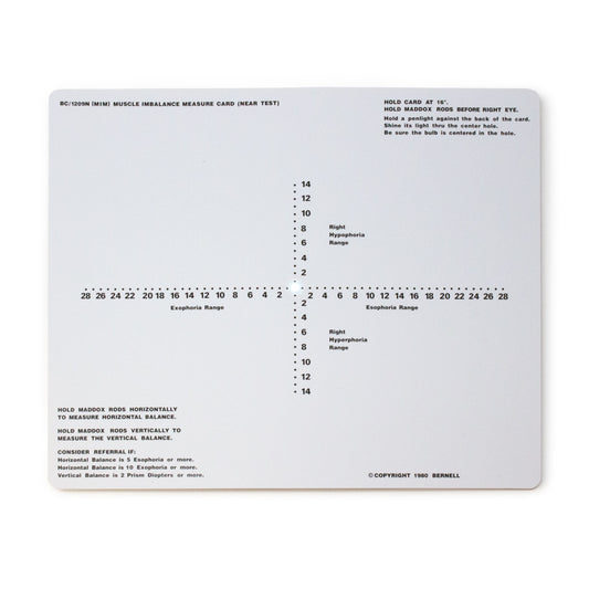 Muscle imbalance measure card with text and measurement scale on a white background