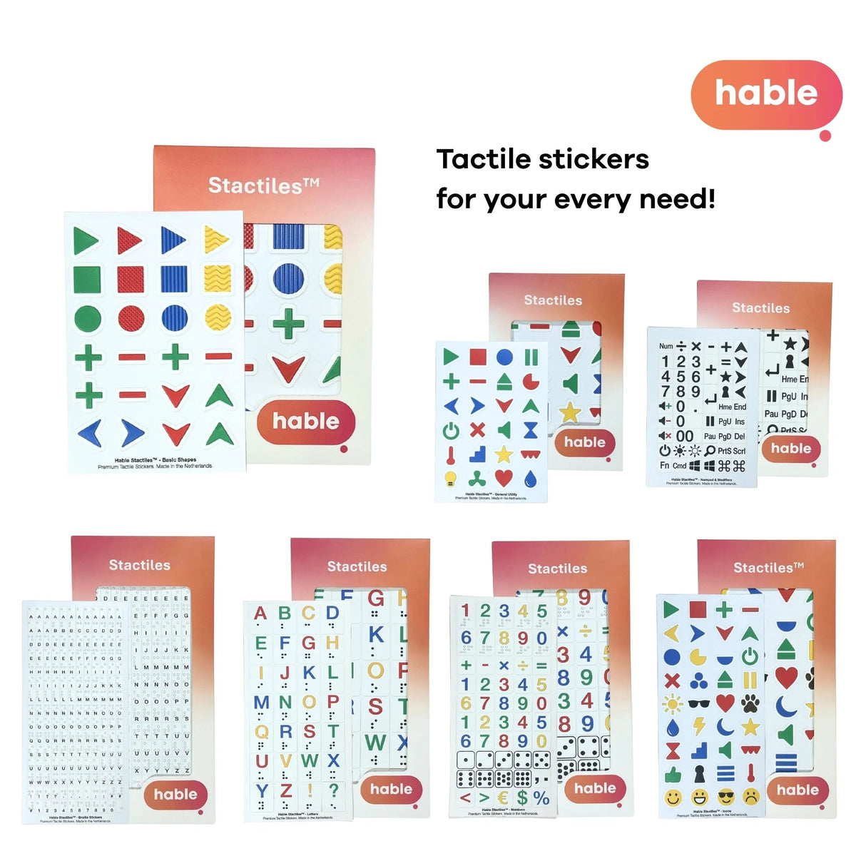 Range of Hable Stactiles Tactile Stickers - Basic Shapes