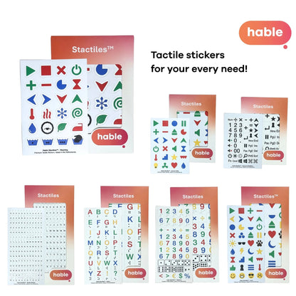 Range of Hable Stactiles Tactile Stickers Washing