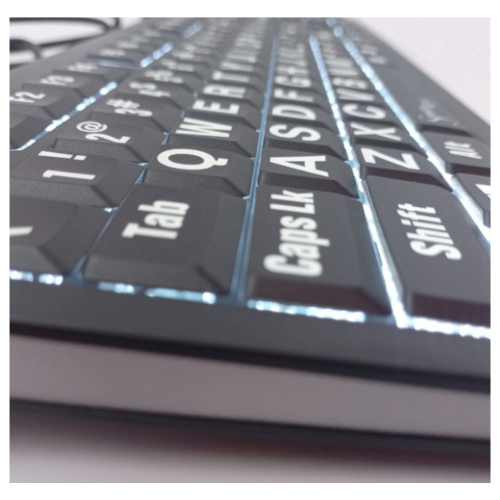 Sensory Keys Large Print Backlit Keyboard Left Side View