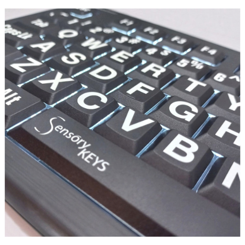 Sensory Keys Large Print Backlit Keyboard Right Side View