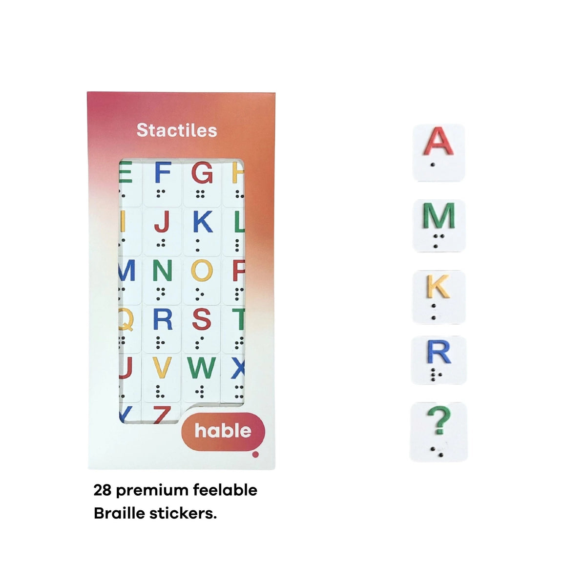 Stactiles Tactile Stickers 28pc Large Letters with Braille