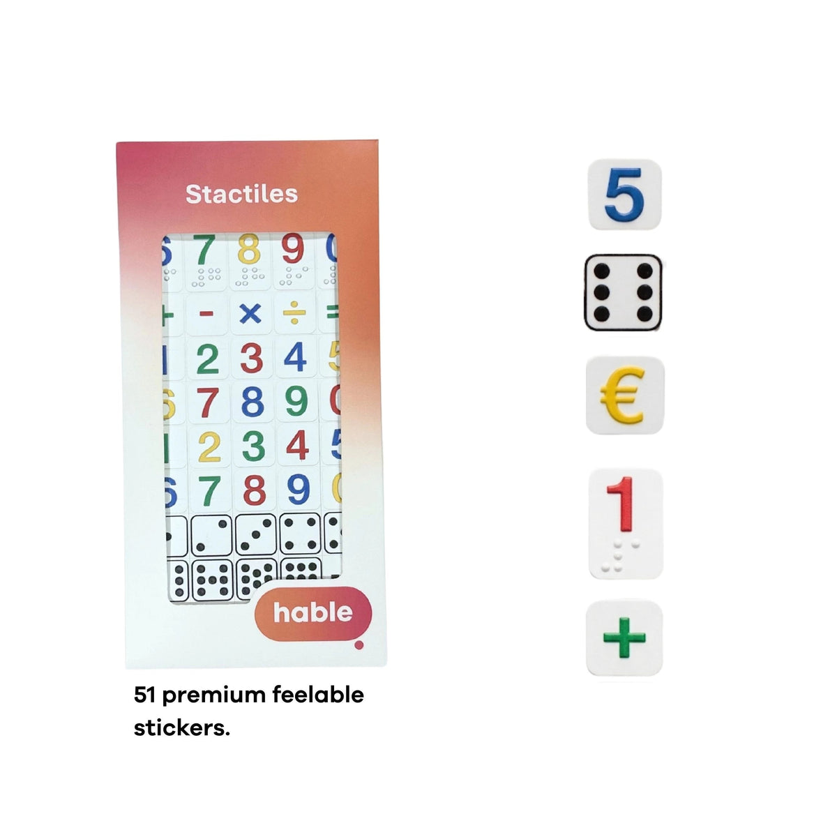 Stactiles Tactile Stickers 51pc Large Numbers with Braille