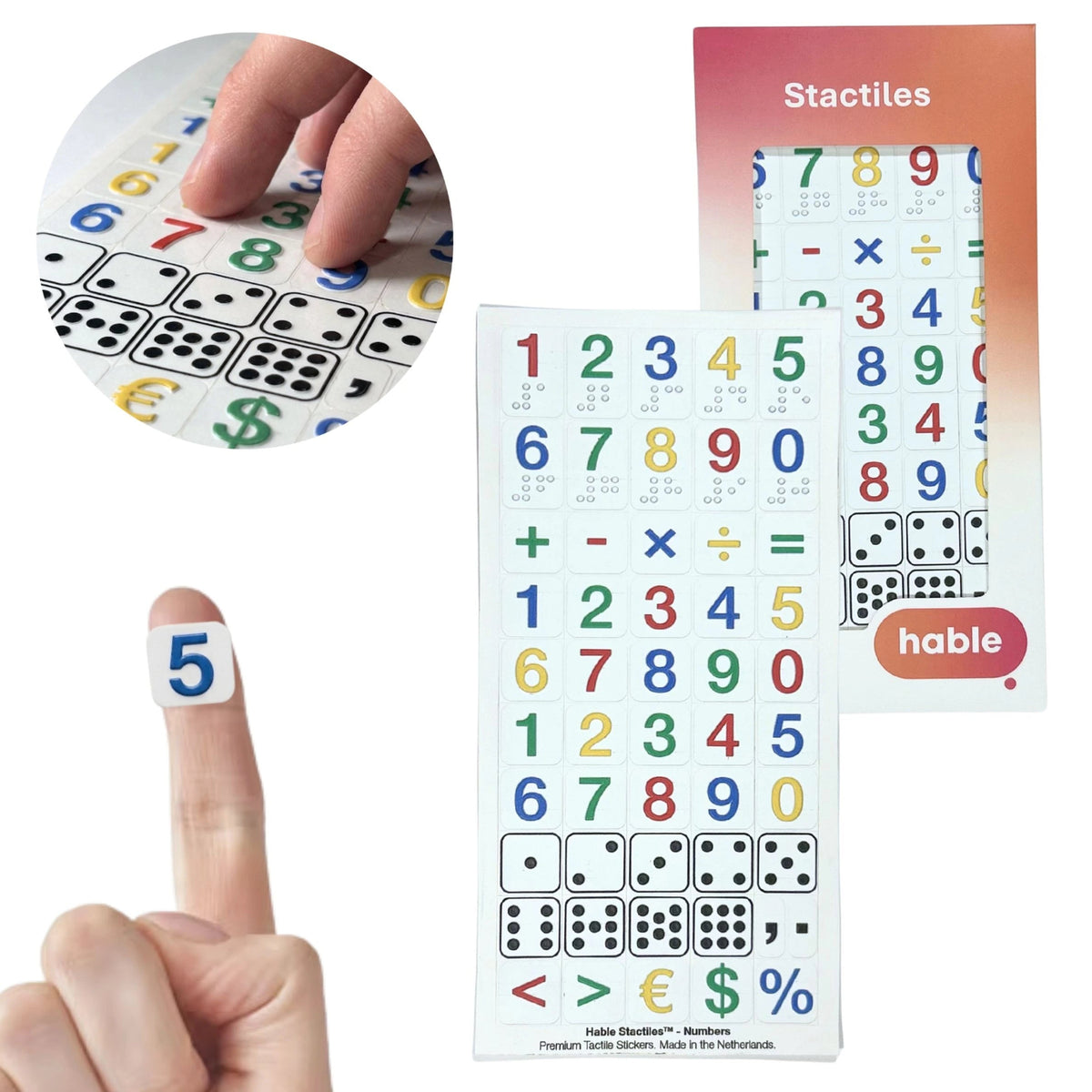 Stactiles Tactile Stickers Large Numbers with Braille 51pcs