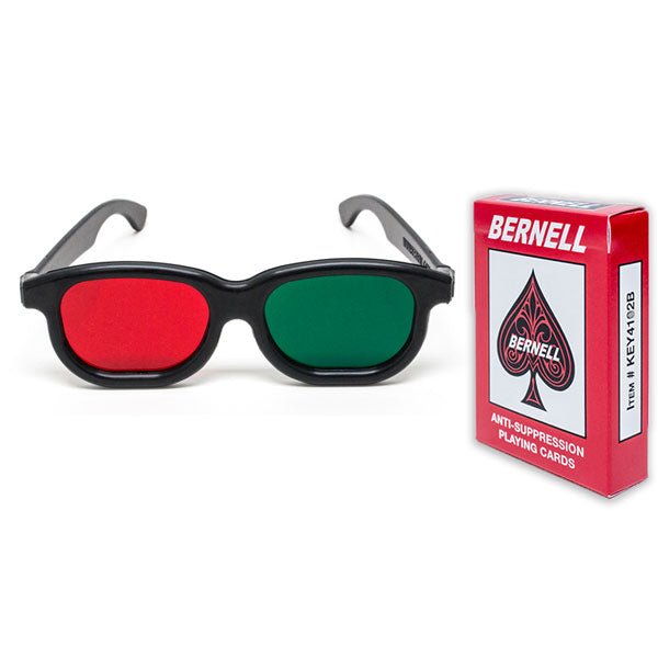 Red-green glasses and Bernell playing cards