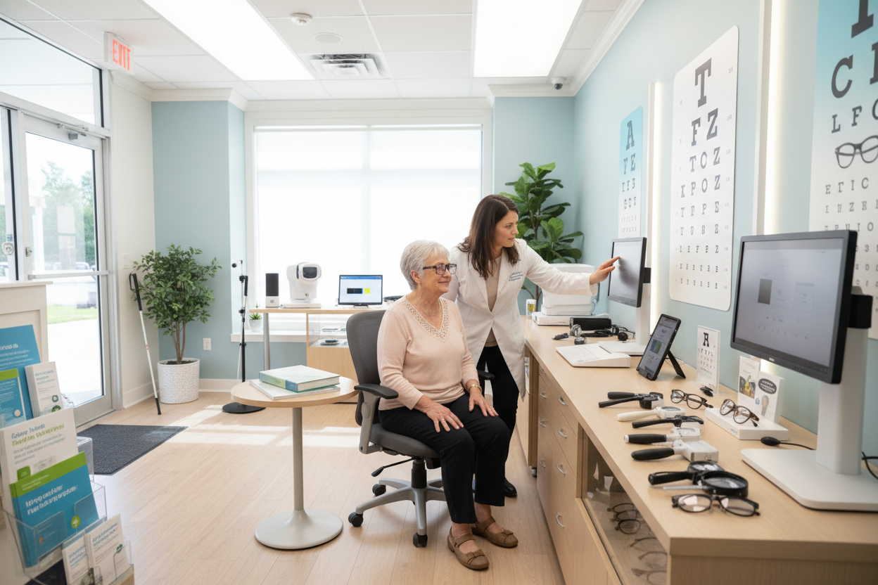 Personal assessment done with low vision client to determine needs.